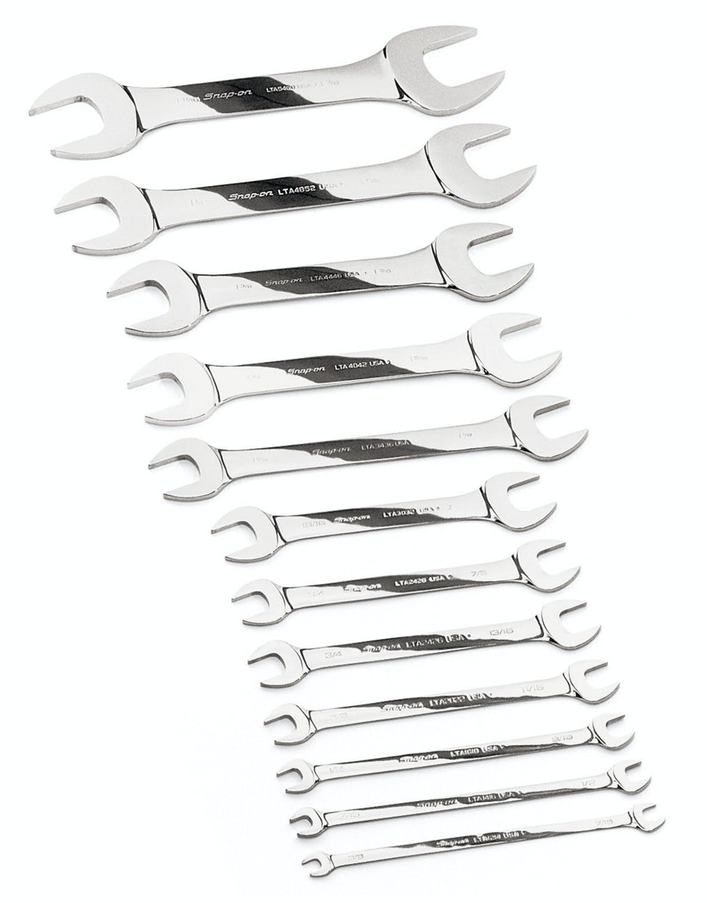 12 pc SAE 15° Offset Low Torque Slimline Open-End Wrench Set (3/8-1-7/8 12 pc SAE 15° Offset Low Torque Slimline Open-End Wrench Set (3/8-1-7/8
